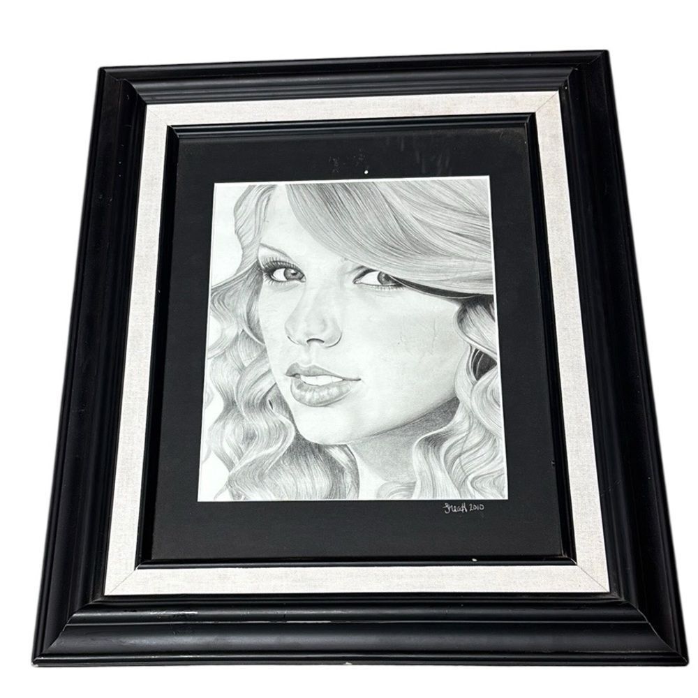 Taylor swift hand drawn pencil sketched framed art work swiftie